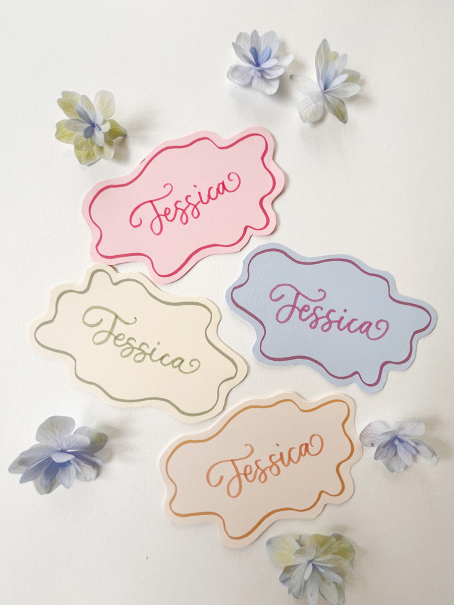 Squiggle Wave Place Cards Oval