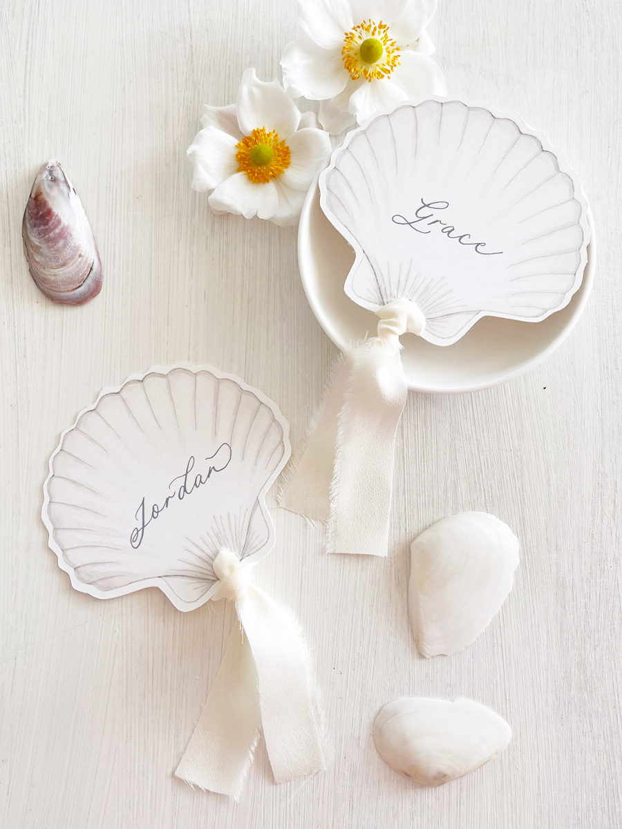Scallop Ribbon Shell Place Cards